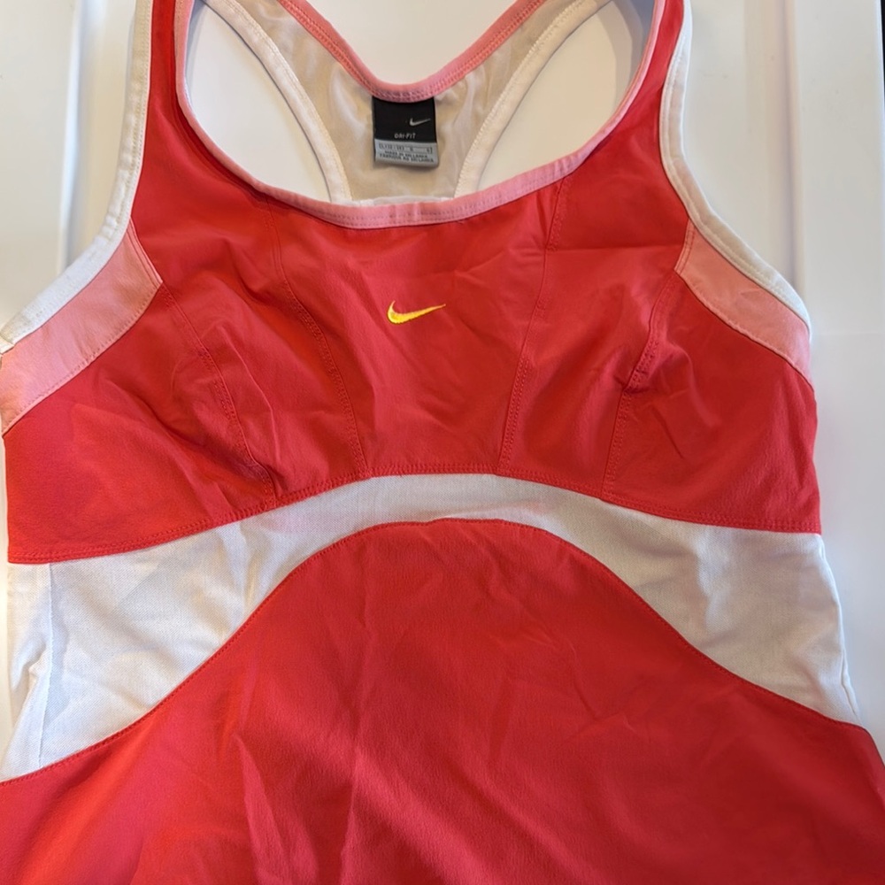 Nike Red and White Athletic Tank Top